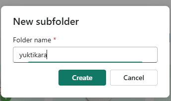 The New subfolder dialog with the folder name yuktikara